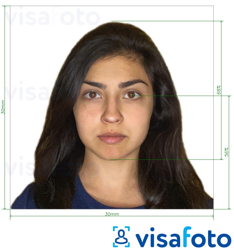 Nuotraukos pavyzdys Bolivijos asmens tapatybės kortelė 3x3 cm su tikslaus dydžio specifikacija