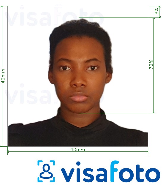 Nuotraukos pavyzdys Kongo (Brazavilis) elektroninė viza su tikslaus dydžio specifikacija