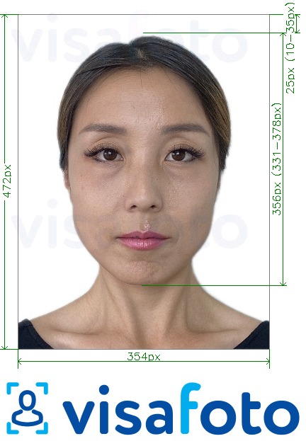 Nuotraukos pavyzdys Kinija Passport internete 354x472 pikselių su tikslaus dydžio specifikacija
