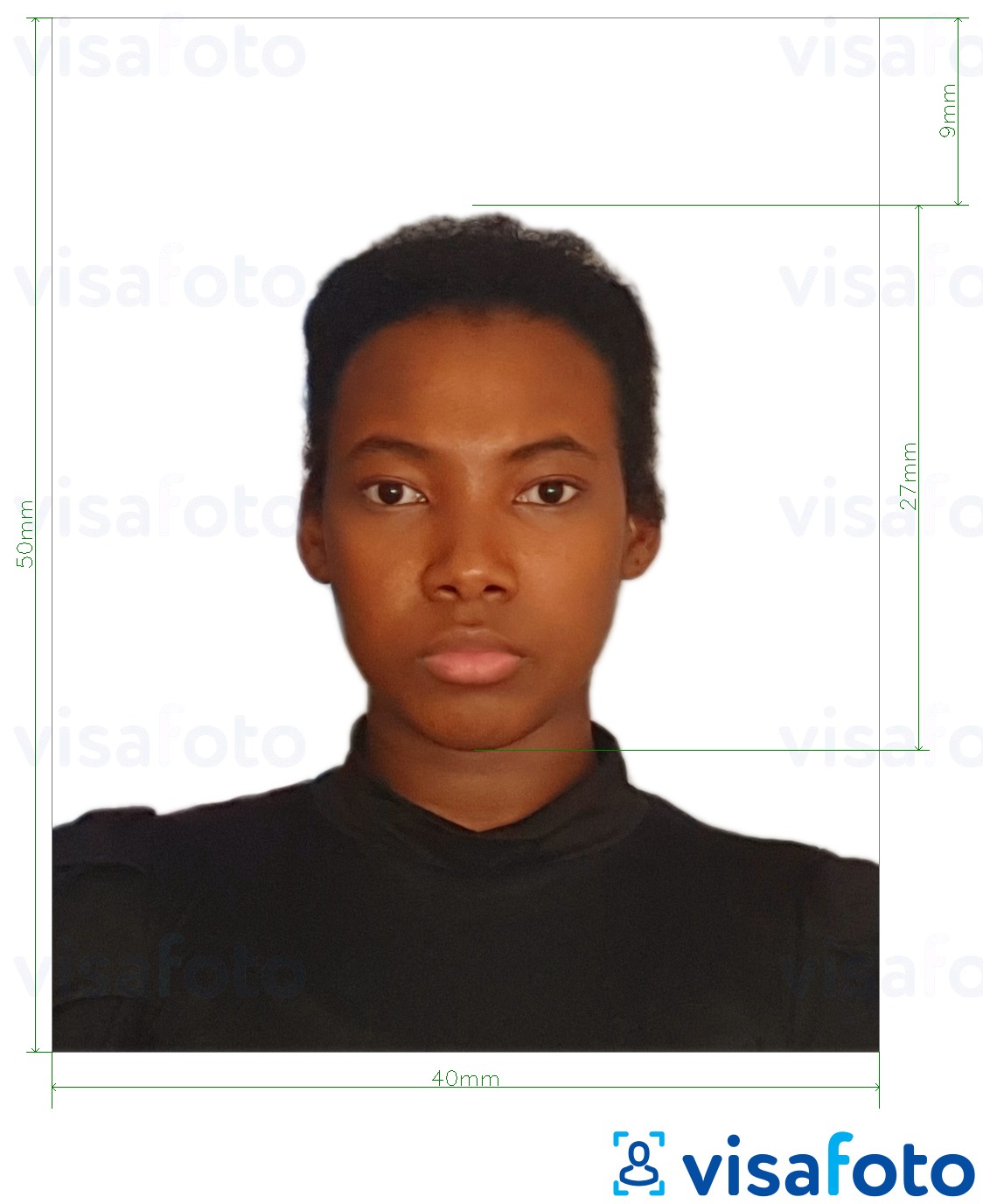 Nuotraukos pavyzdys Kolumbijos asmens tapatybės kortelė 4x5 cm su tikslaus dydžio specifikacija