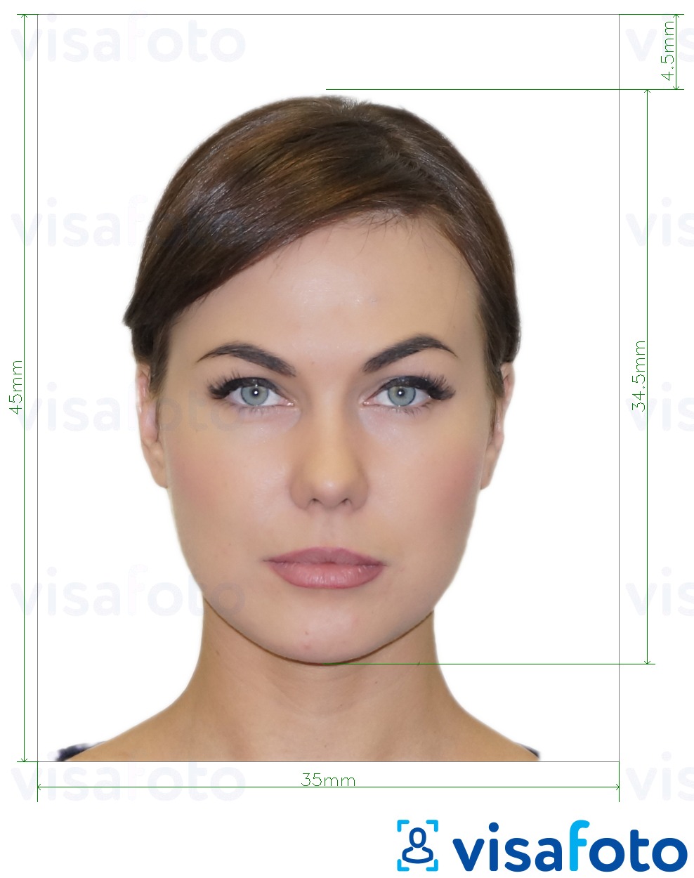 Nuotraukos pavyzdys Čekijos asmens tapatybės kortelė 35x45 mm su tikslaus dydžio specifikacija