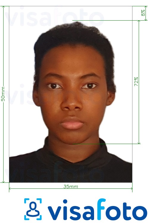 Nuotraukos pavyzdys Gvinėjos „Conakry“ viza 35x50mm su tikslaus dydžio specifikacija