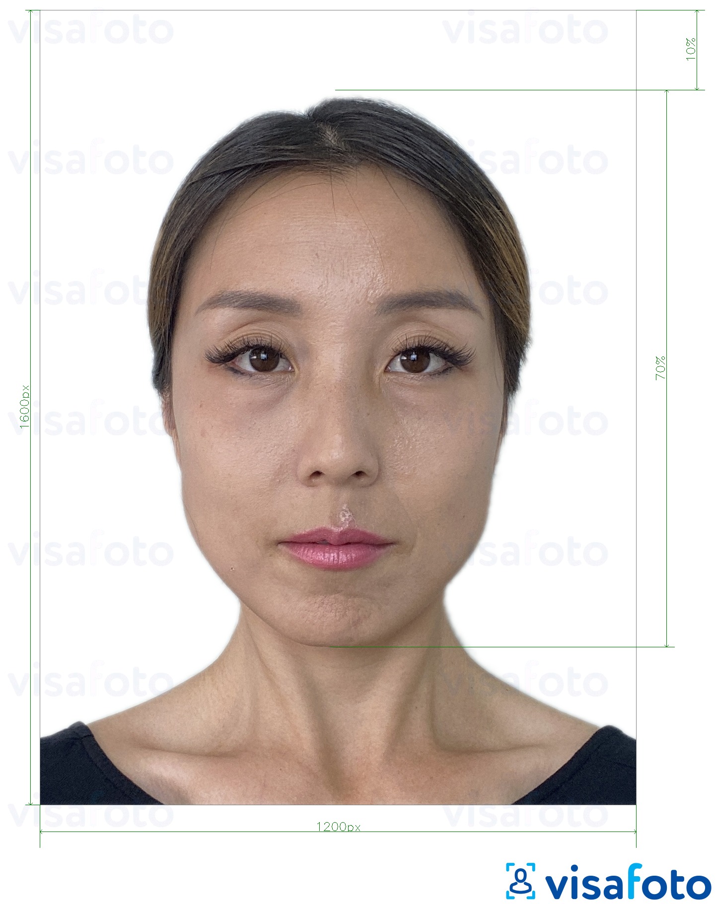 Nuotraukos pavyzdys Honkongo elektroninės vizos 1200x1600 pikselių su tikslaus dydžio specifikacija