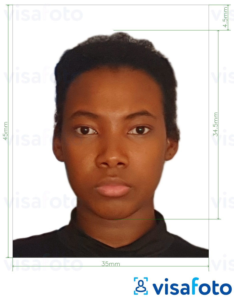 Nuotraukos pavyzdys Kenijos asmens tapatybės kortelė 35x45 mm su tikslaus dydžio specifikacija