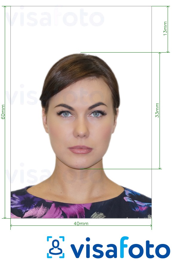 Nuotraukos pavyzdys Lietuvos asmens tapatybės kortelė nuotrauka 40x60 mm (4x6 cm) su tikslaus dydžio specifikacija