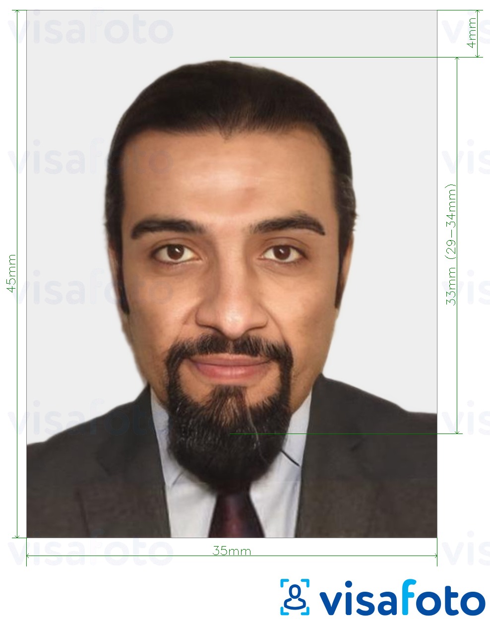 Nuotraukos pavyzdys Maroko nacionalinė asmens tapatybės kortelė 35x45 mm (3,5x4,5 cm) su tikslaus dydžio specifikacija