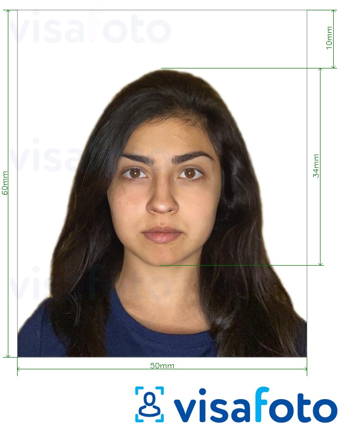 Nuotraukos pavyzdys Turkijos asmens tapatybės kortelė 5x6 cm su tikslaus dydžio specifikacija