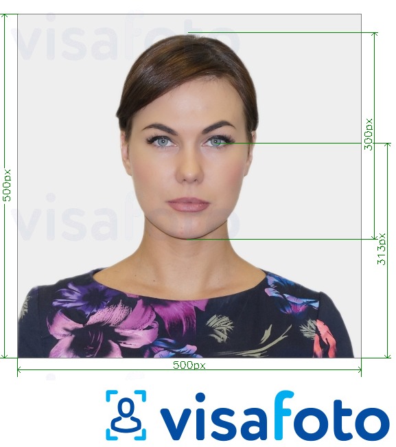Nuotraukos pavyzdys Virdžinijos universiteto asmens tapatybės kortelė 500x500 px su tikslaus dydžio specifikacija