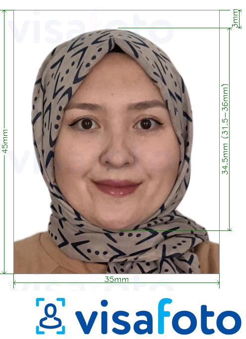 Nuotraukos pavyzdys Uzbekistano pilietybė 35x45 mm su tikslaus dydžio specifikacija