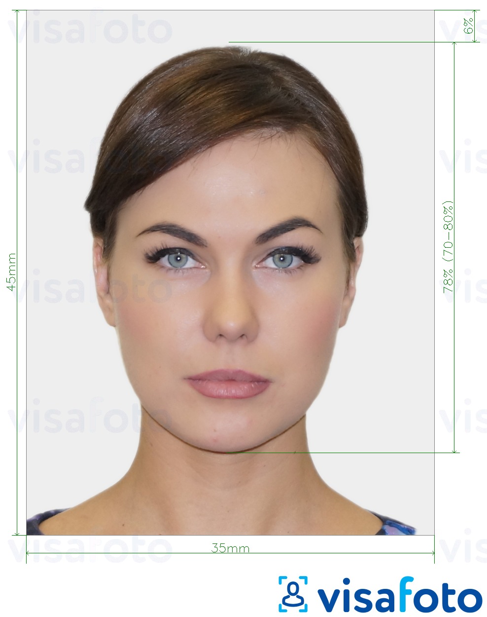 Nuotraukos pavyzdys Biometrinio paso nuotrauka su tikslaus dydžio specifikacija
